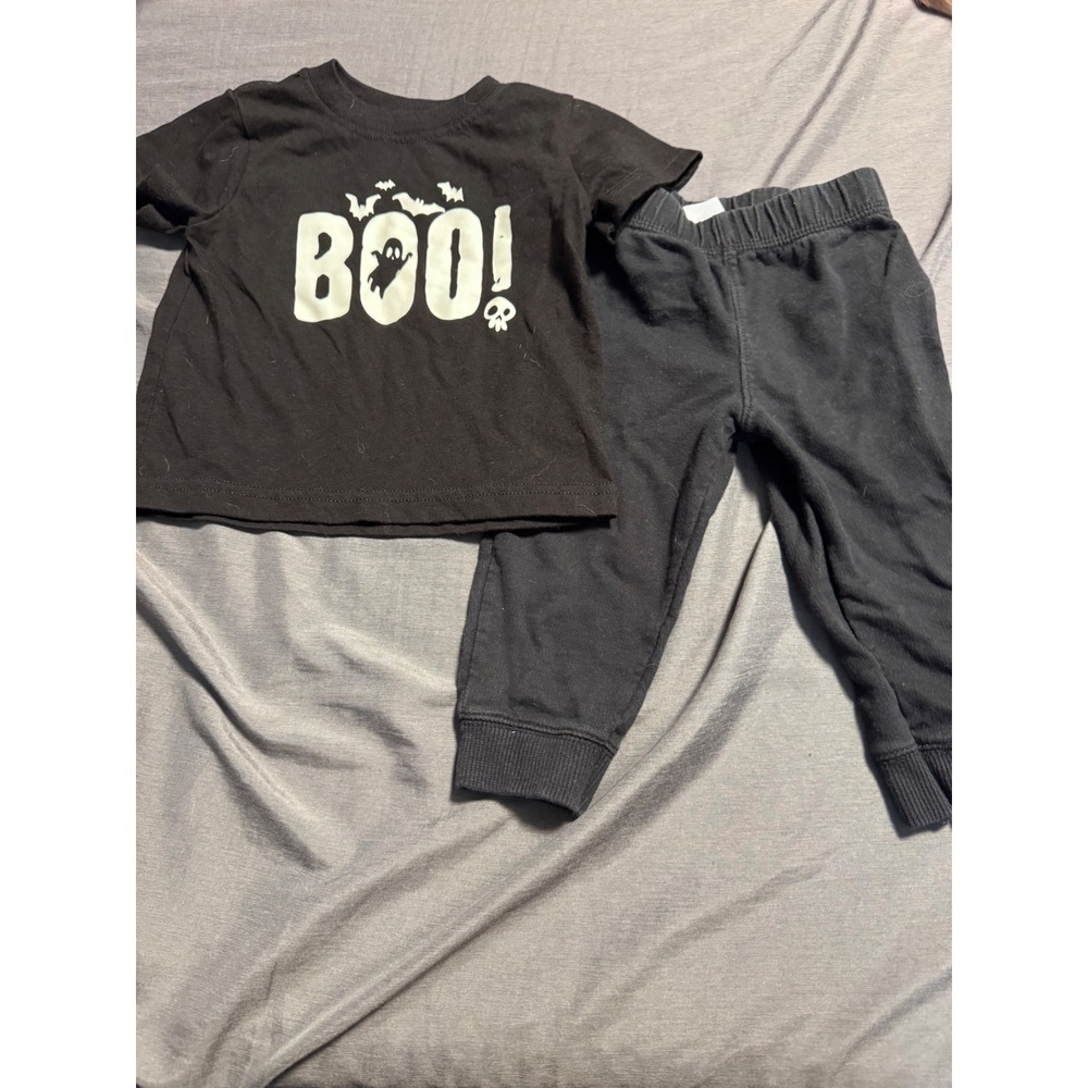 Wonder Nation Carters Baby Halloween Boo Ghost T-Shirt and Pants Set 12M Black